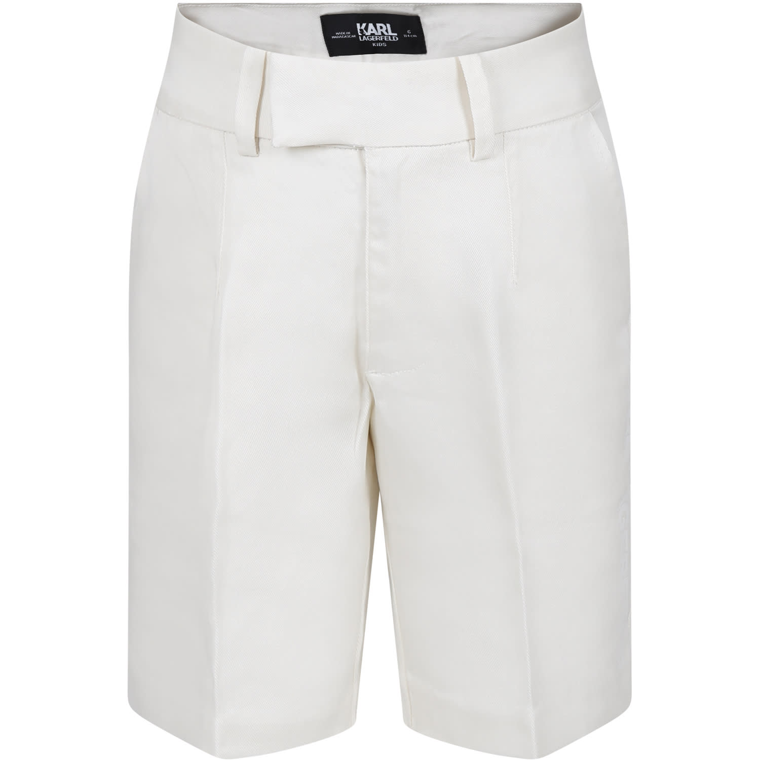 Karl Lagerfeld Kids White Shorts For Boy With Logo
