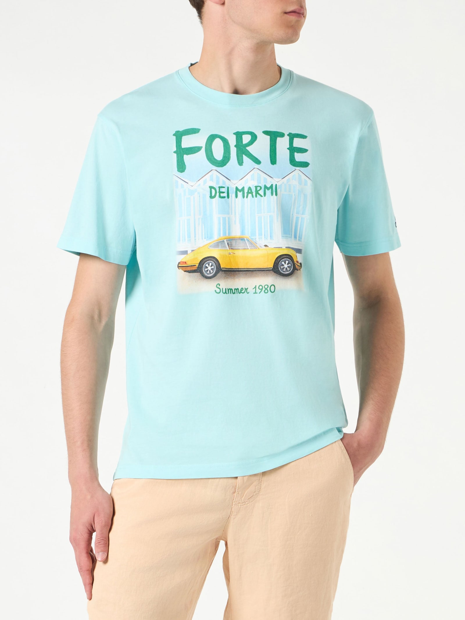 MC2 Saint Barth Man Cotton T-shirt With Forte Dei Marmi Car Print