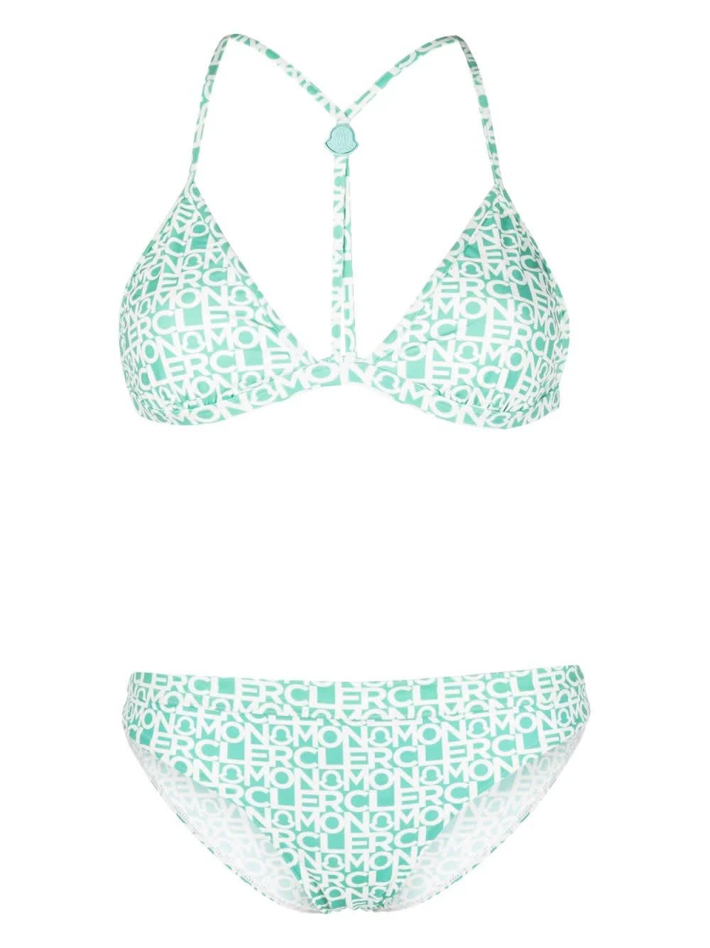 Moncler Light Green Logoed Bikini