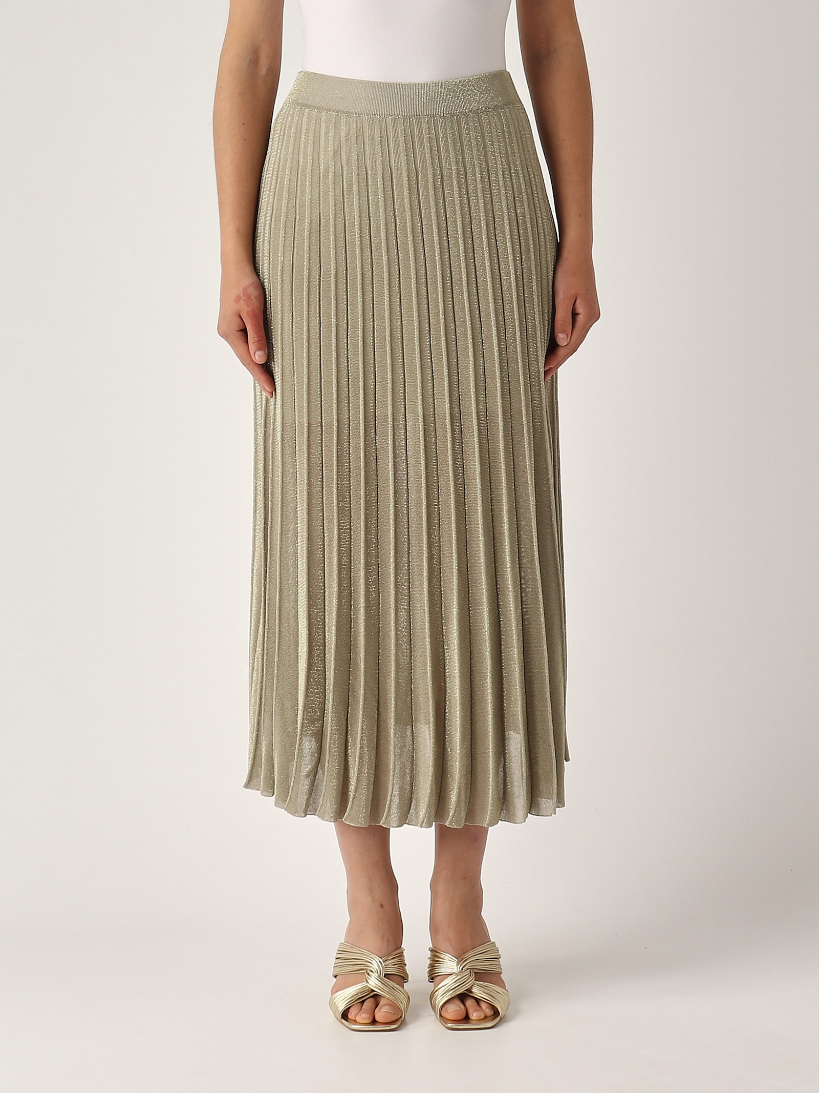 Gran Sasso Gonna Plisse Lurex Skirt