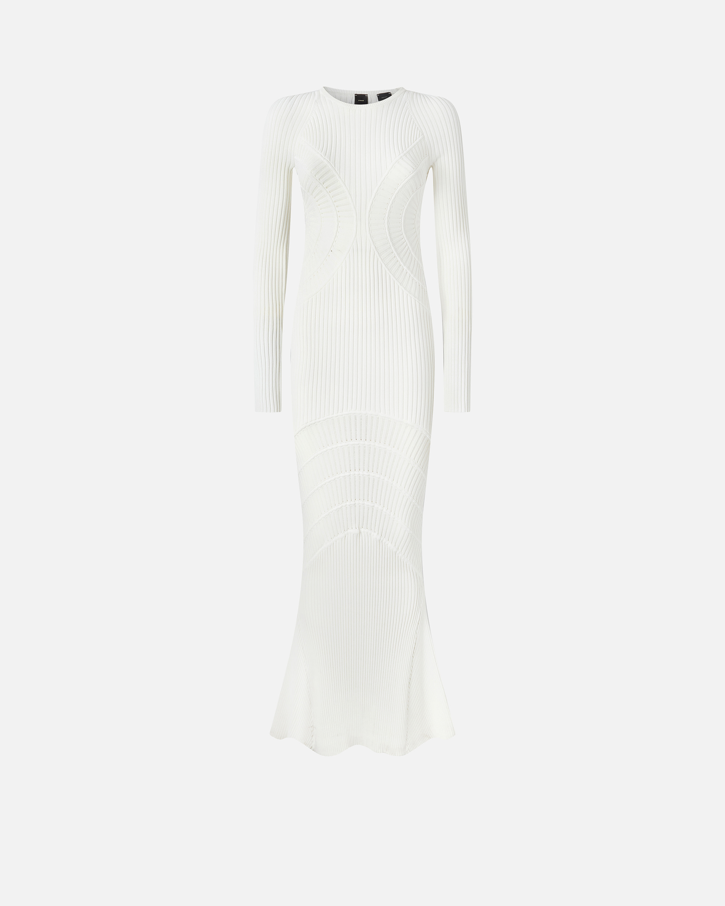 Pinko, Robe longue ajustée en maille côtelée, Blanc cassé, XXS