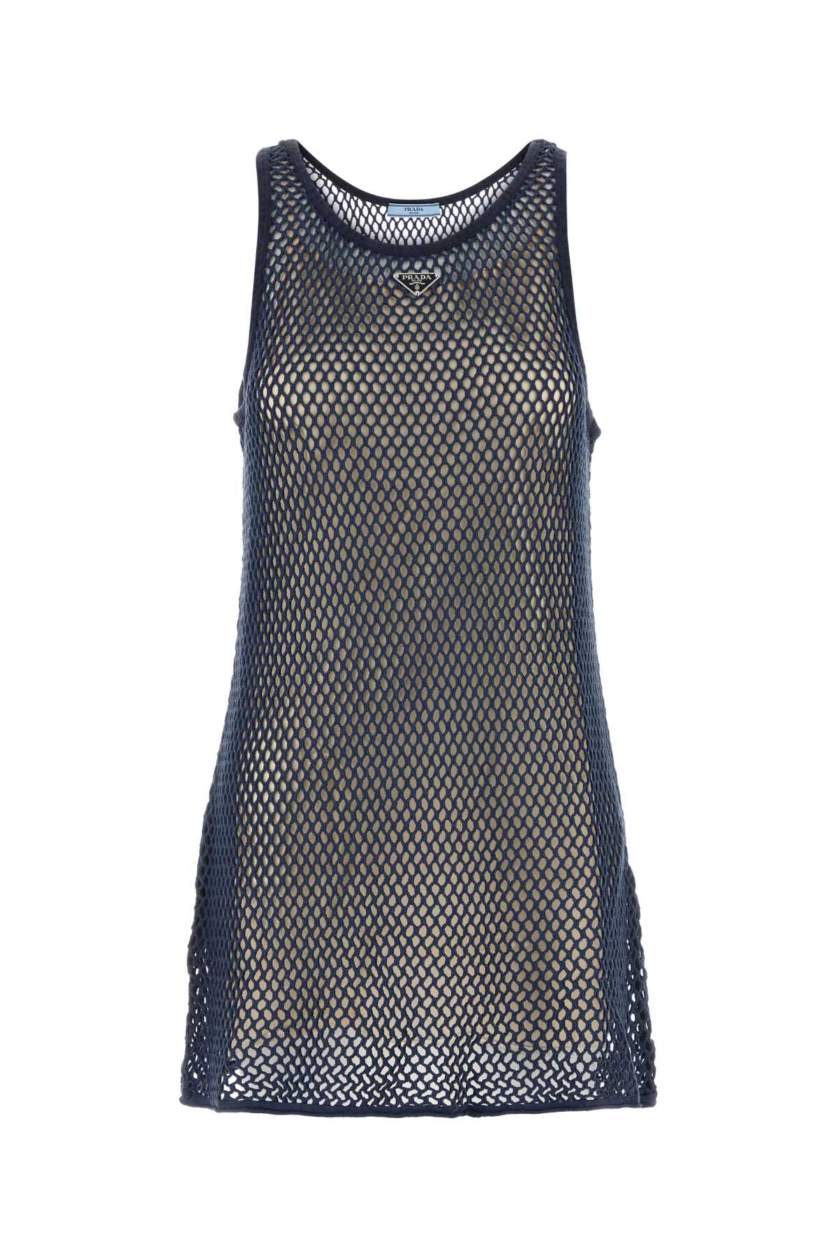 Prada Navy Blue Mesh Mini Dress