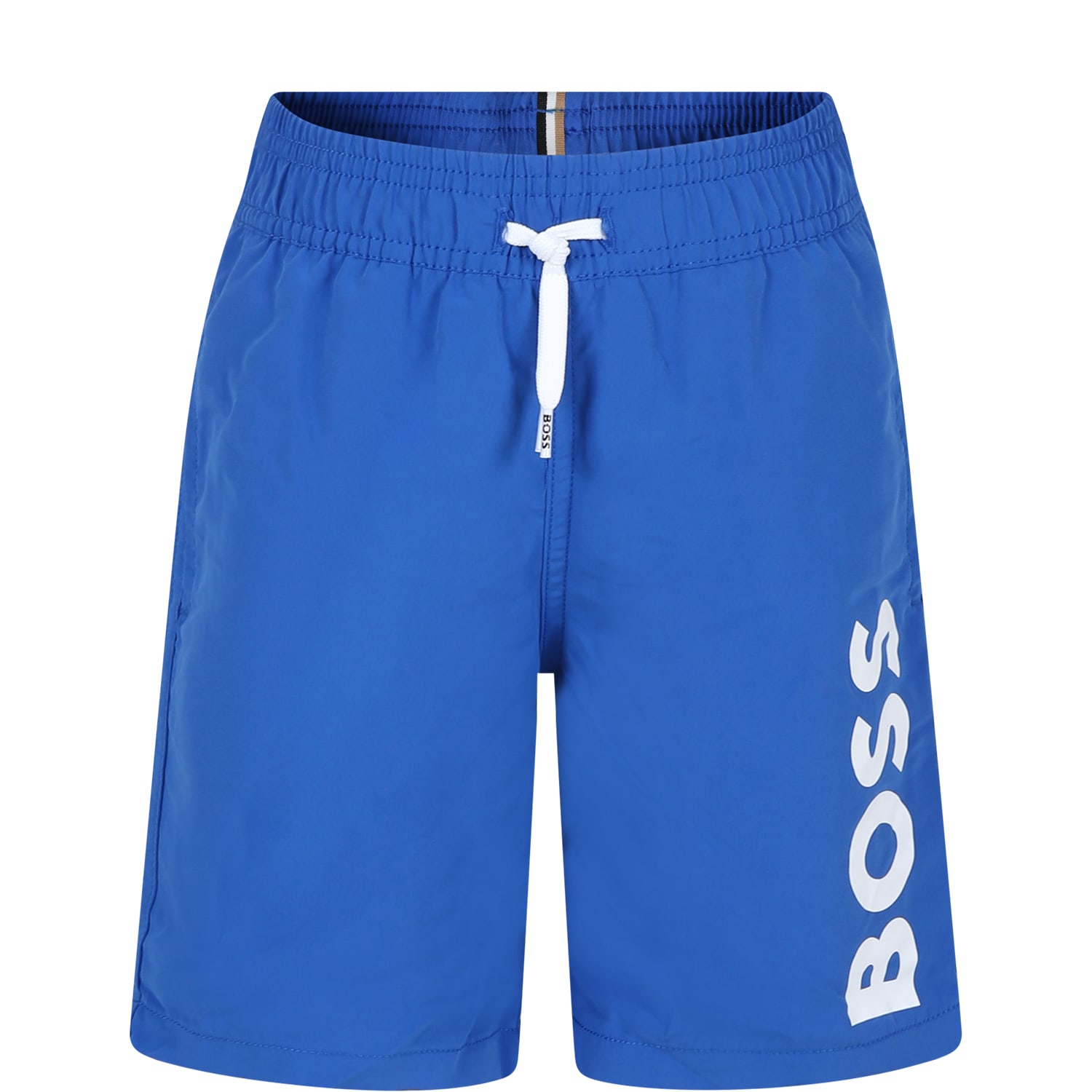 Hugo Boss Blue Swim Shorts For Boy With Logo