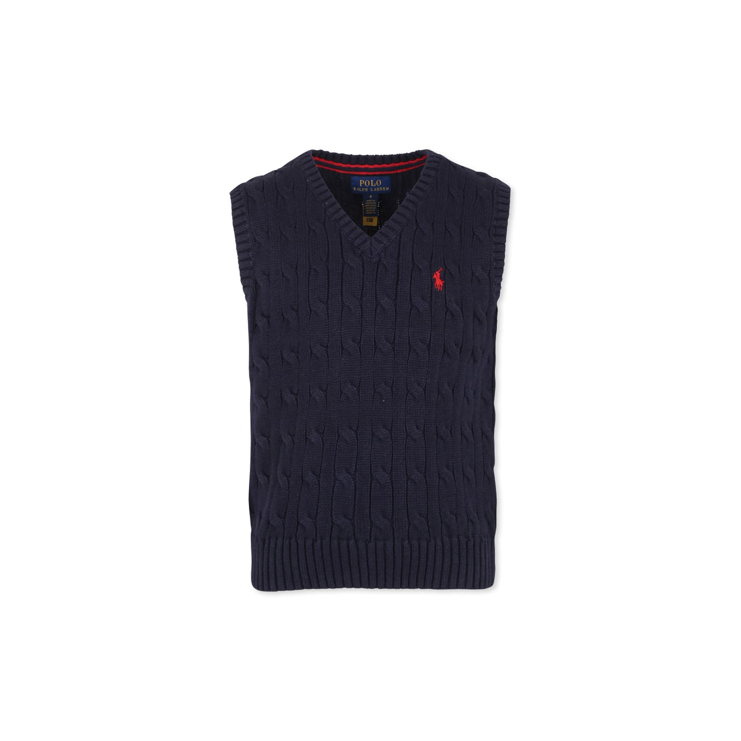 Ralph Lauren Blue Vest Sweater For Boy With Horse