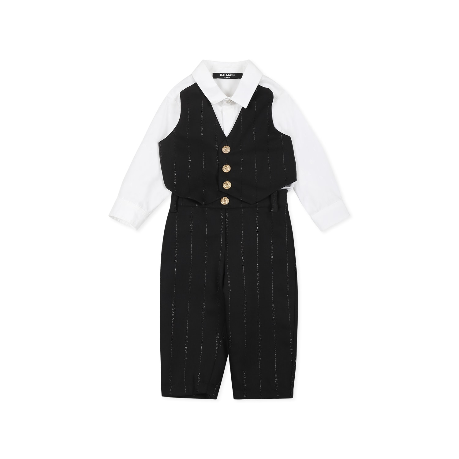Balmain Black Suit For Baby Boy With Logo