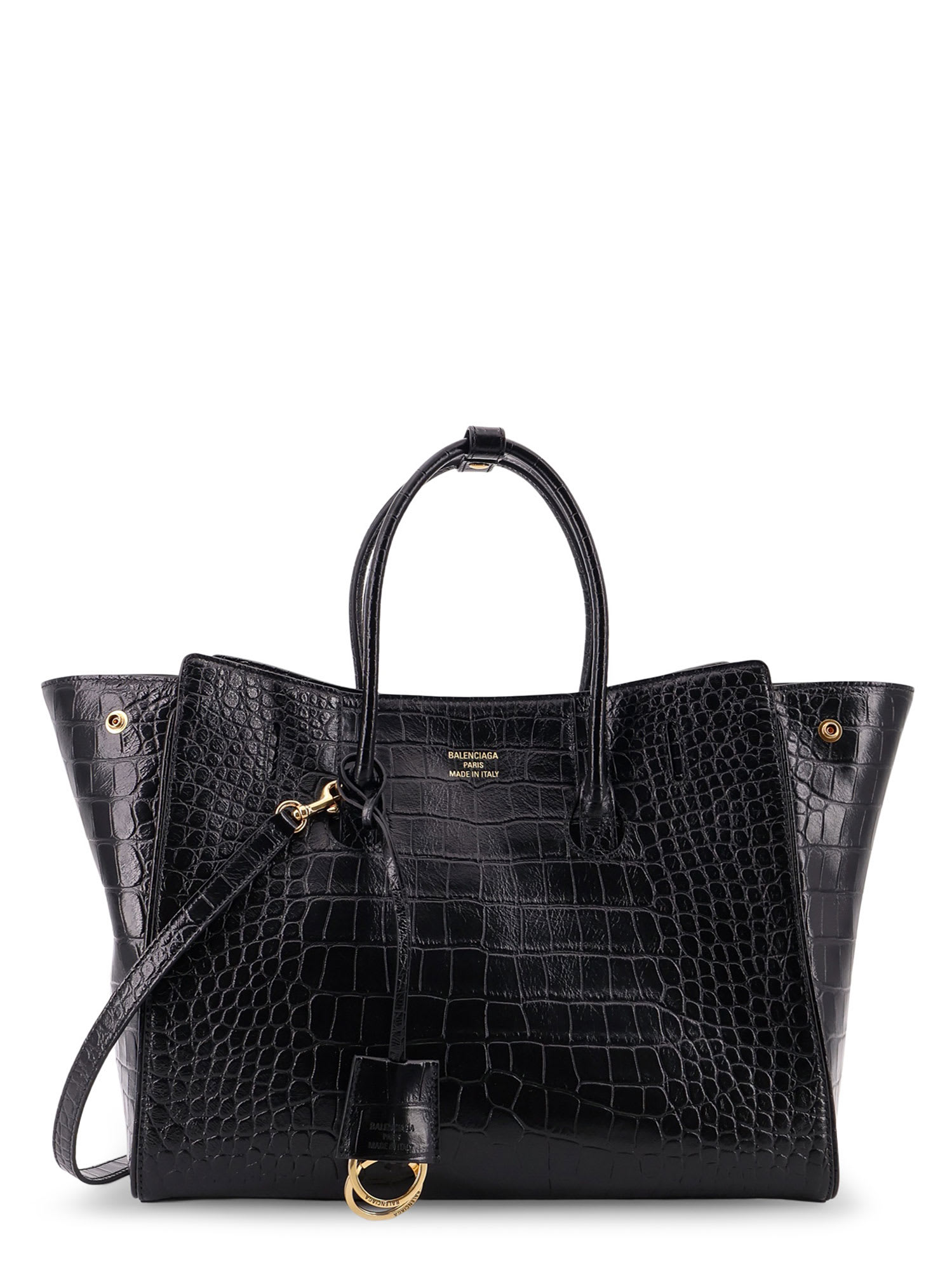 Balenciaga All Hampton Small Leather Shoulder Bag With Croco Effect