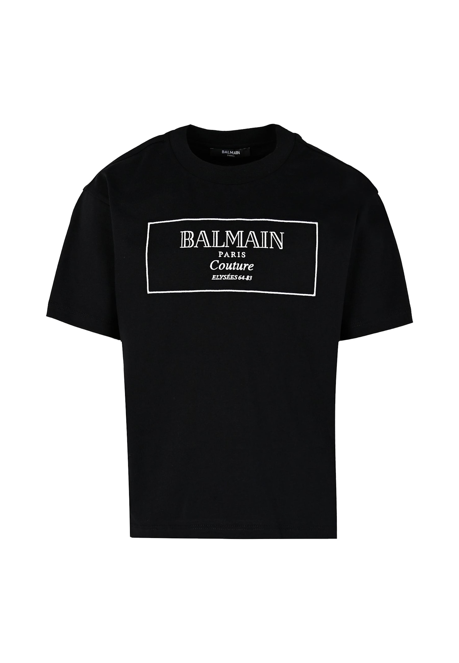 Balmain Black T-shirt For Kids With Logo