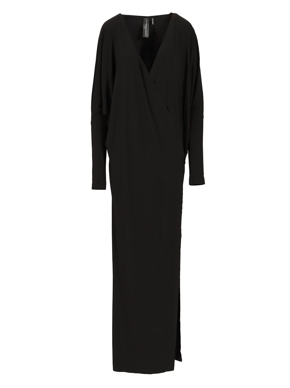 Norma Kamali Dolman Wrap Gown W/ Side Slit