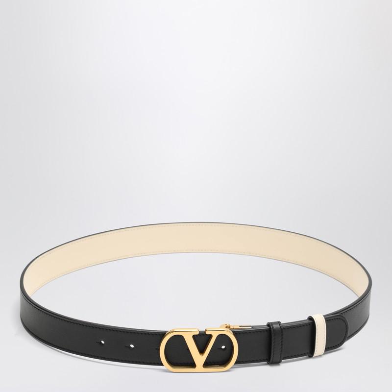 Valentino Garavani 双面Vlogo Signature腰带 黑色/奶油白