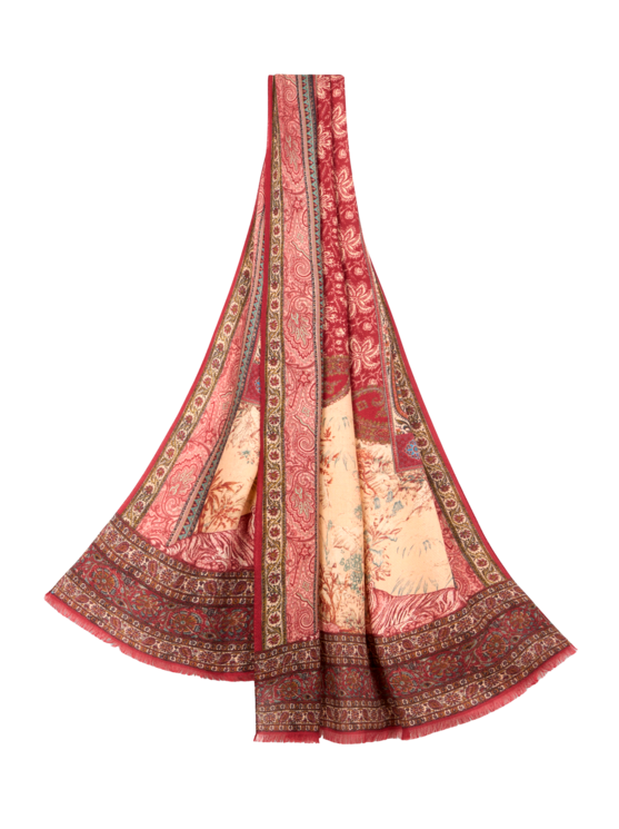 Etro, Écharpe En Laine Et Soie À Motif, Homme, Rose