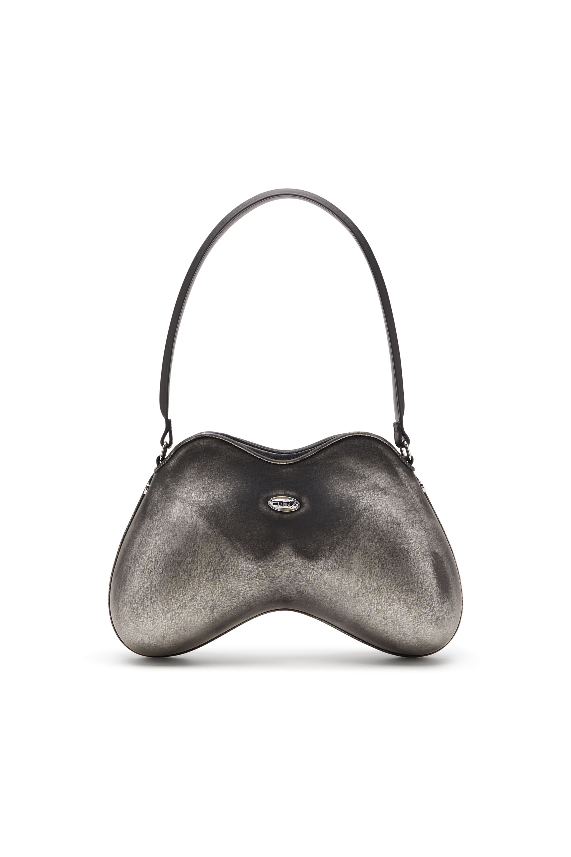 Diesel - Double-D-Rigid shoulder bag in brushed PU - Shoulder Bags - Woman - Black
