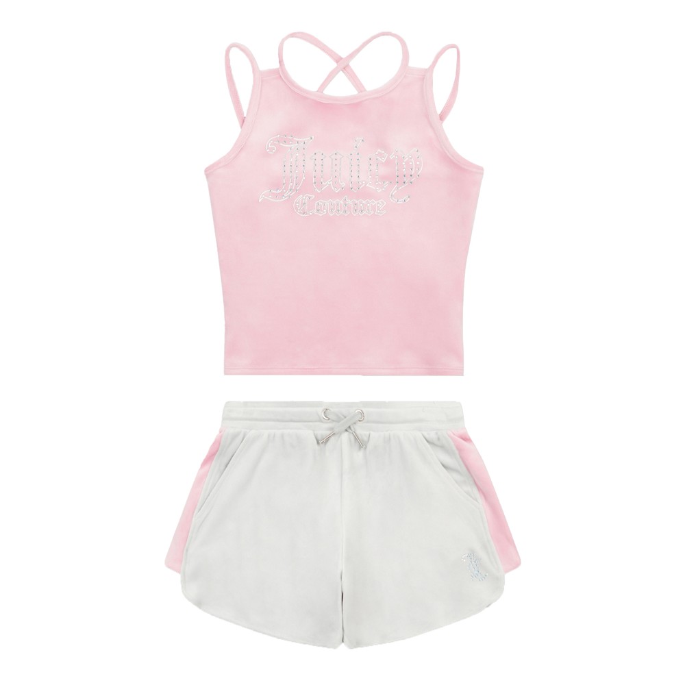 Velour Strappy Top & Runner Short Set