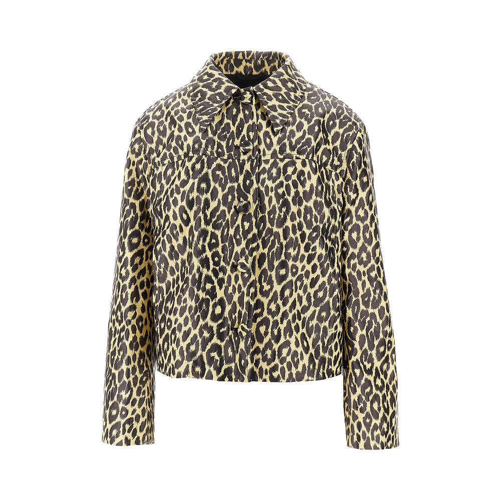 JIL SANDER Leopard print coated linen jacket Woman