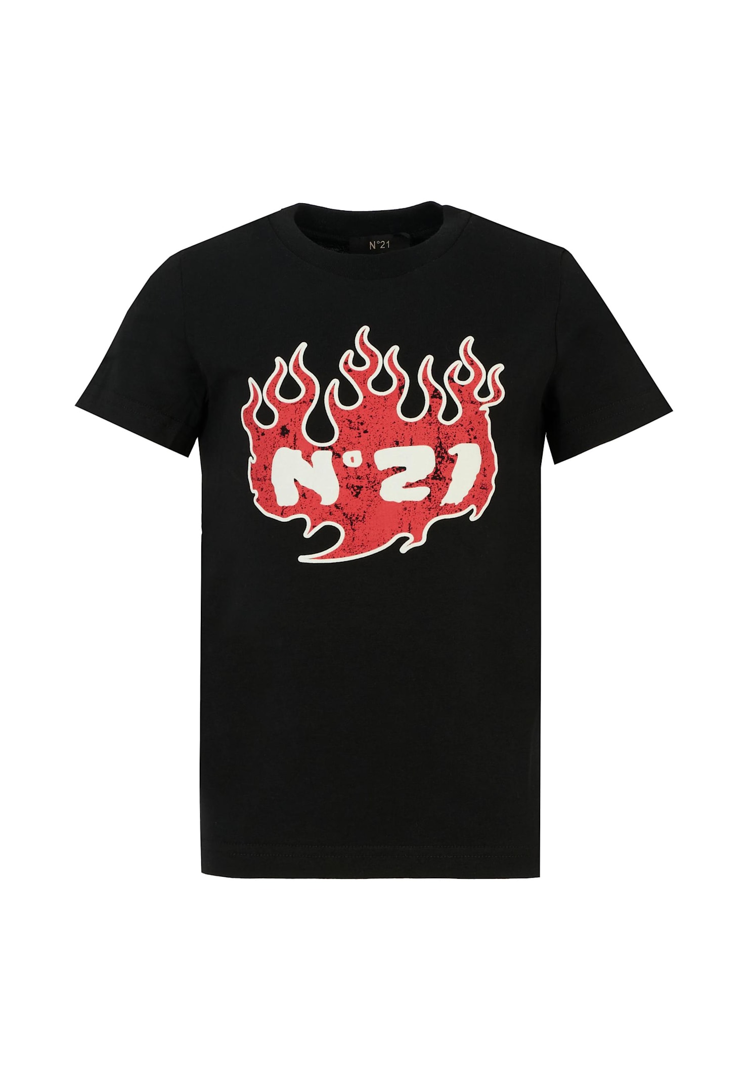 N.21 Black T-shirt For Boy With Logo