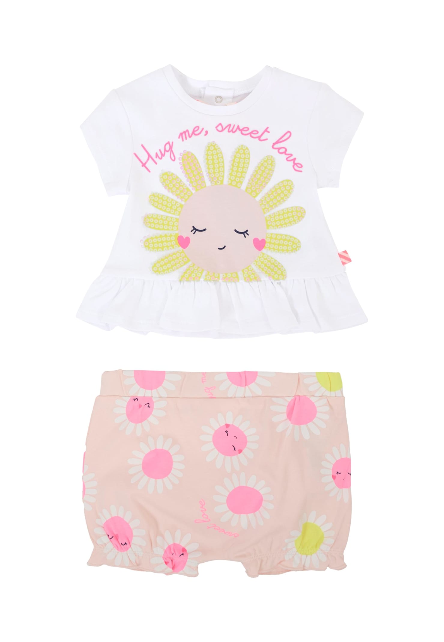 Billieblush White Suit For Baby Girl With Daisy