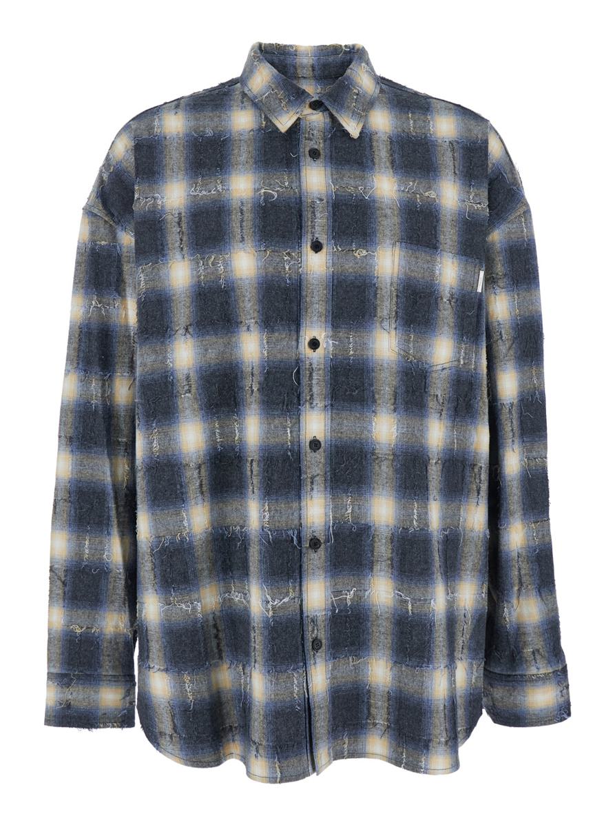 Needle Damaged Check Loose Fit Shirts