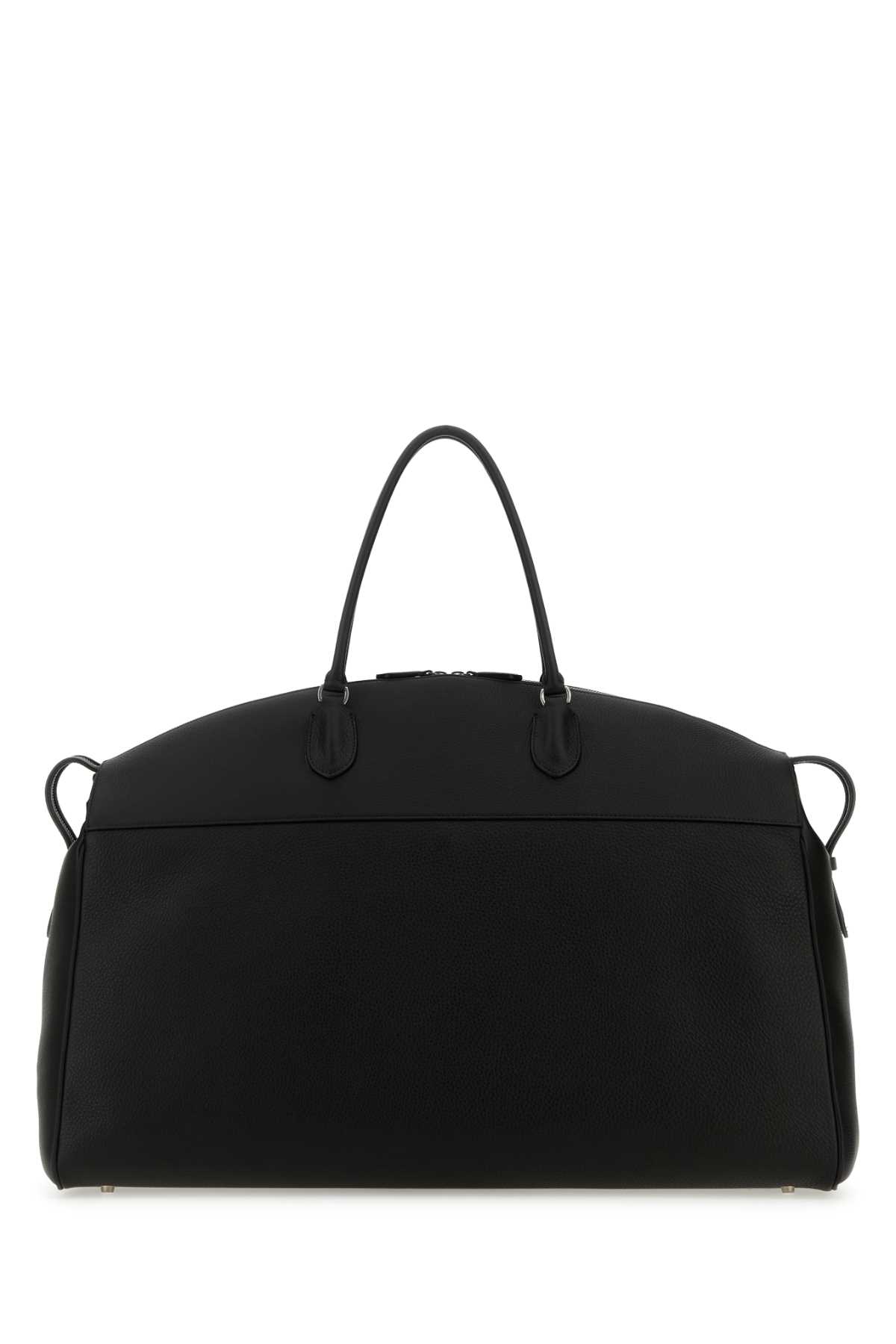 The Row Black Leather George Travel Bag