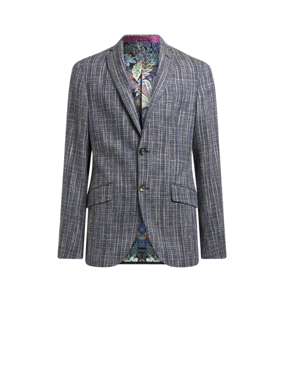 Etro, Blazer Droit En Coton, Homme, Bleu, Taille 62