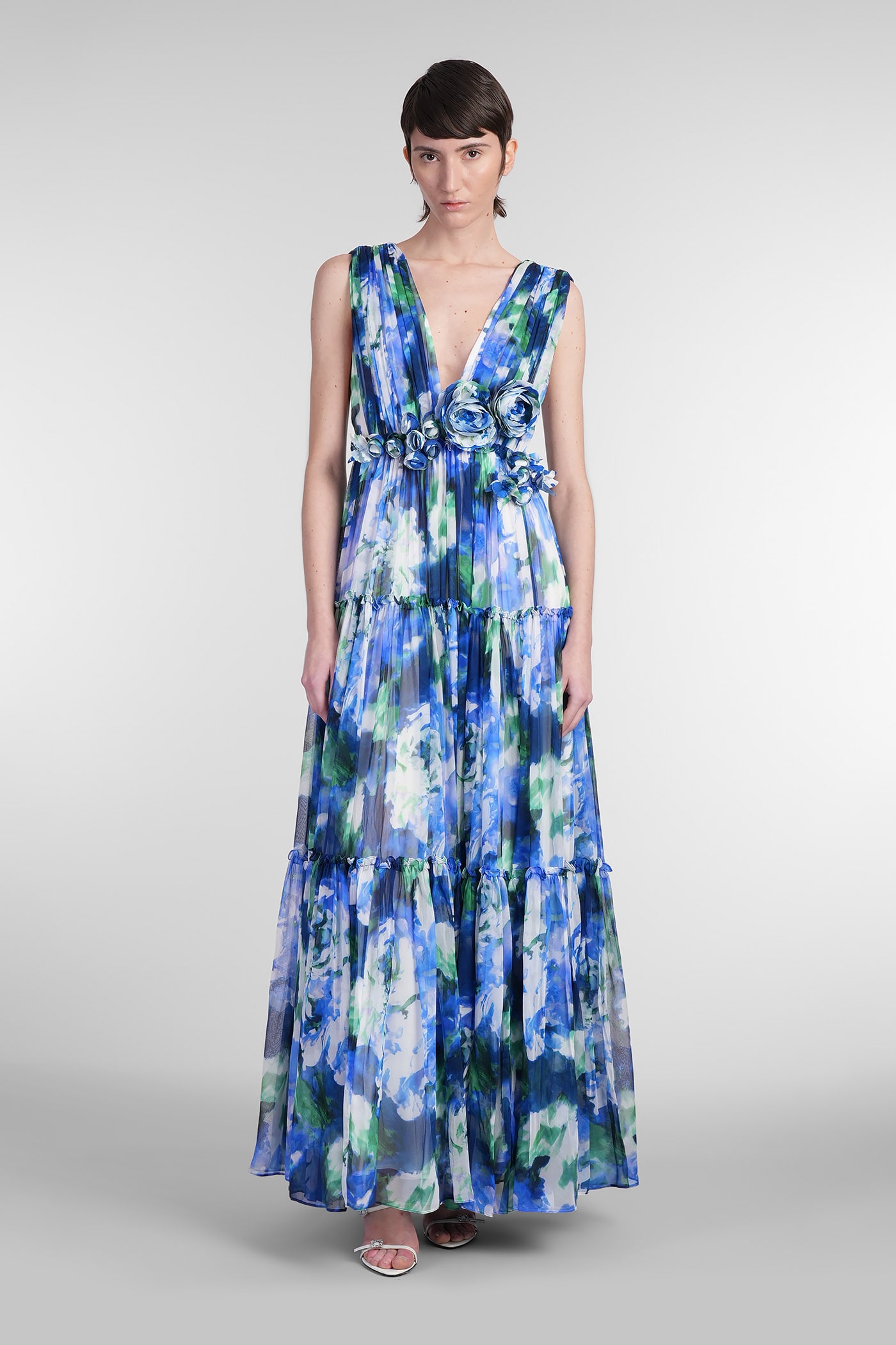 Costarellos Arella In Blue Silk