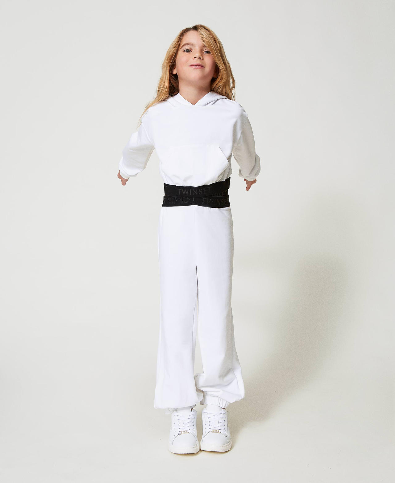 Twinset Sweat-shirts - Sweat-shirt et pantalon avec inscription siglée, Bicolore Blanc Glace / Noir, Coton, Taille: 3A
