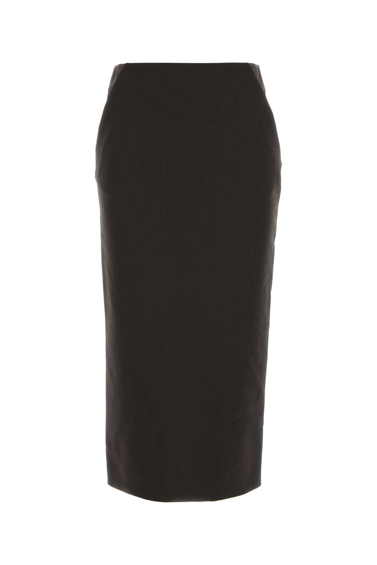 Giorgio Armani Dark Brown Stretch Wool Skirt
