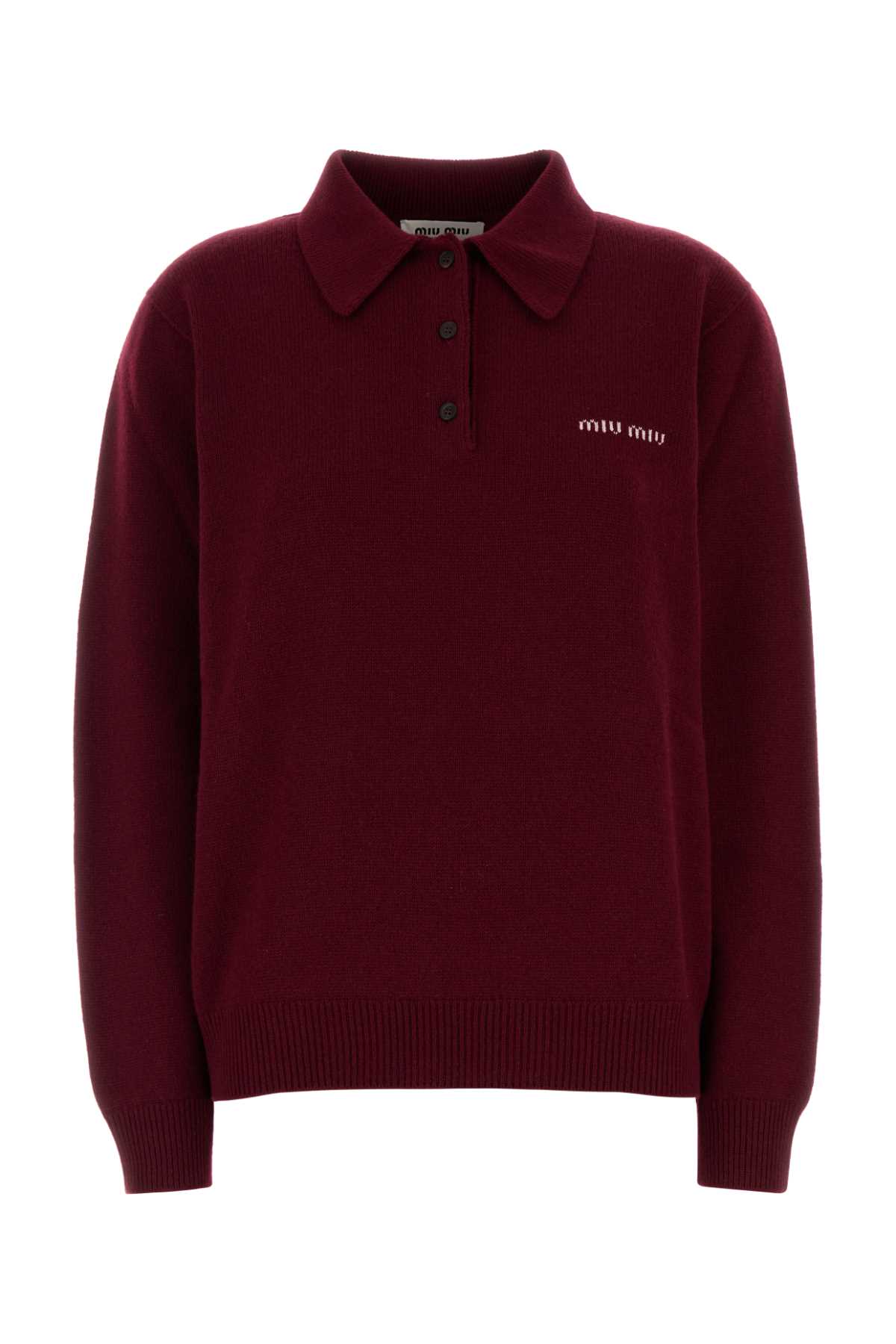 Miu Miu Burgundy Cashmere Polo Shirt