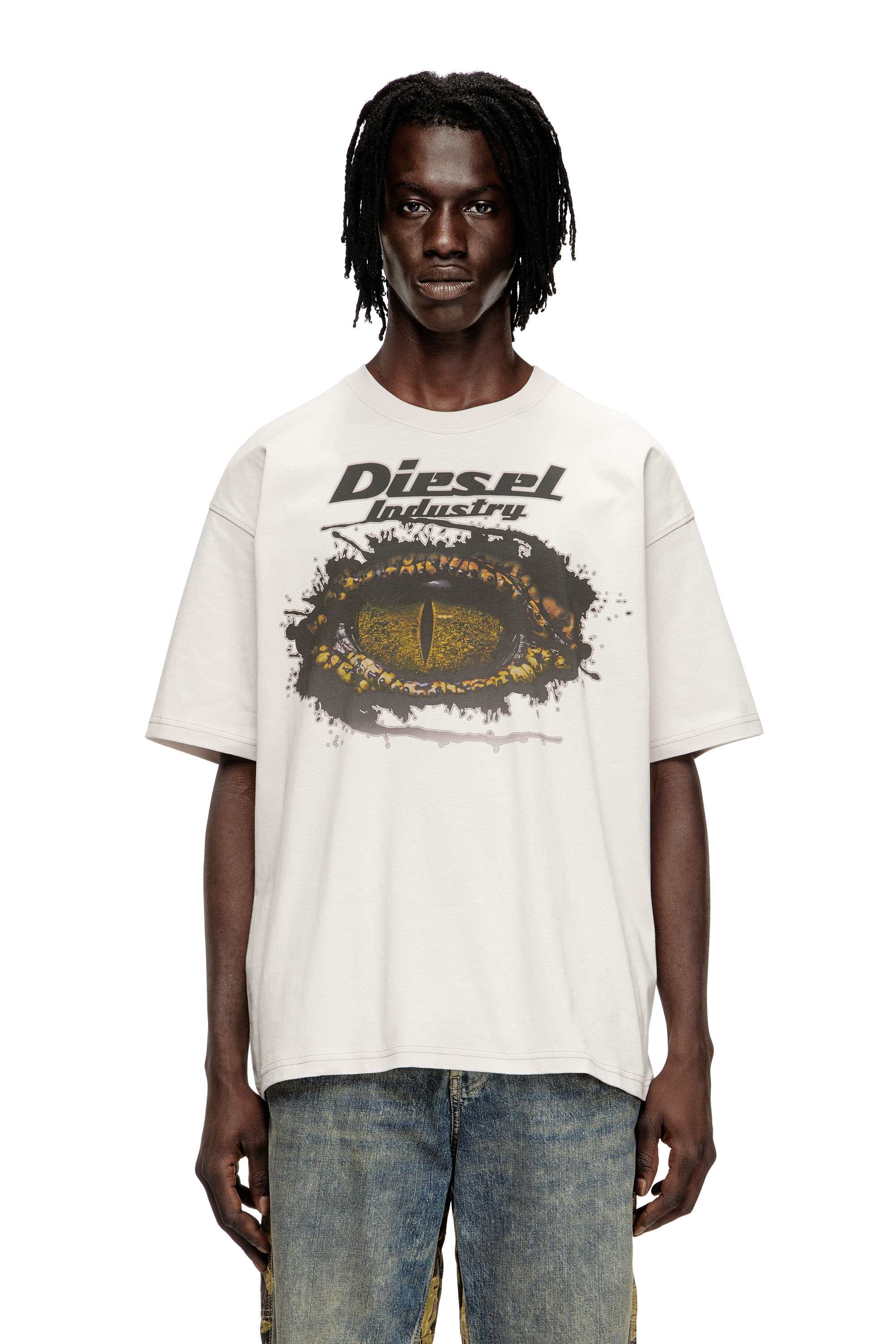 Diesel - Cotton t-shirt with digital print - T-Shirts - Man - Grey