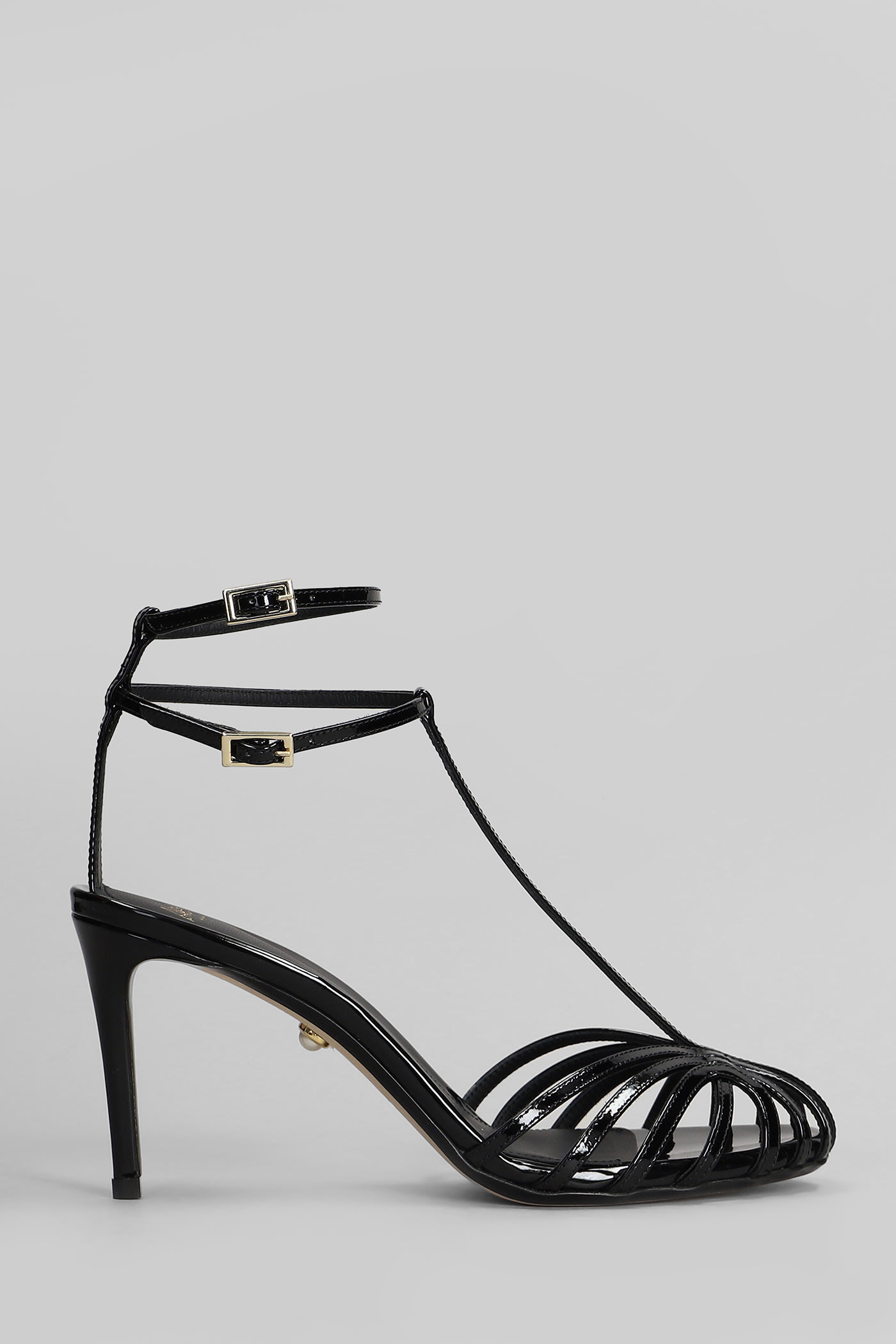Alevì Anna 80 Sandals In Black Patent Leather