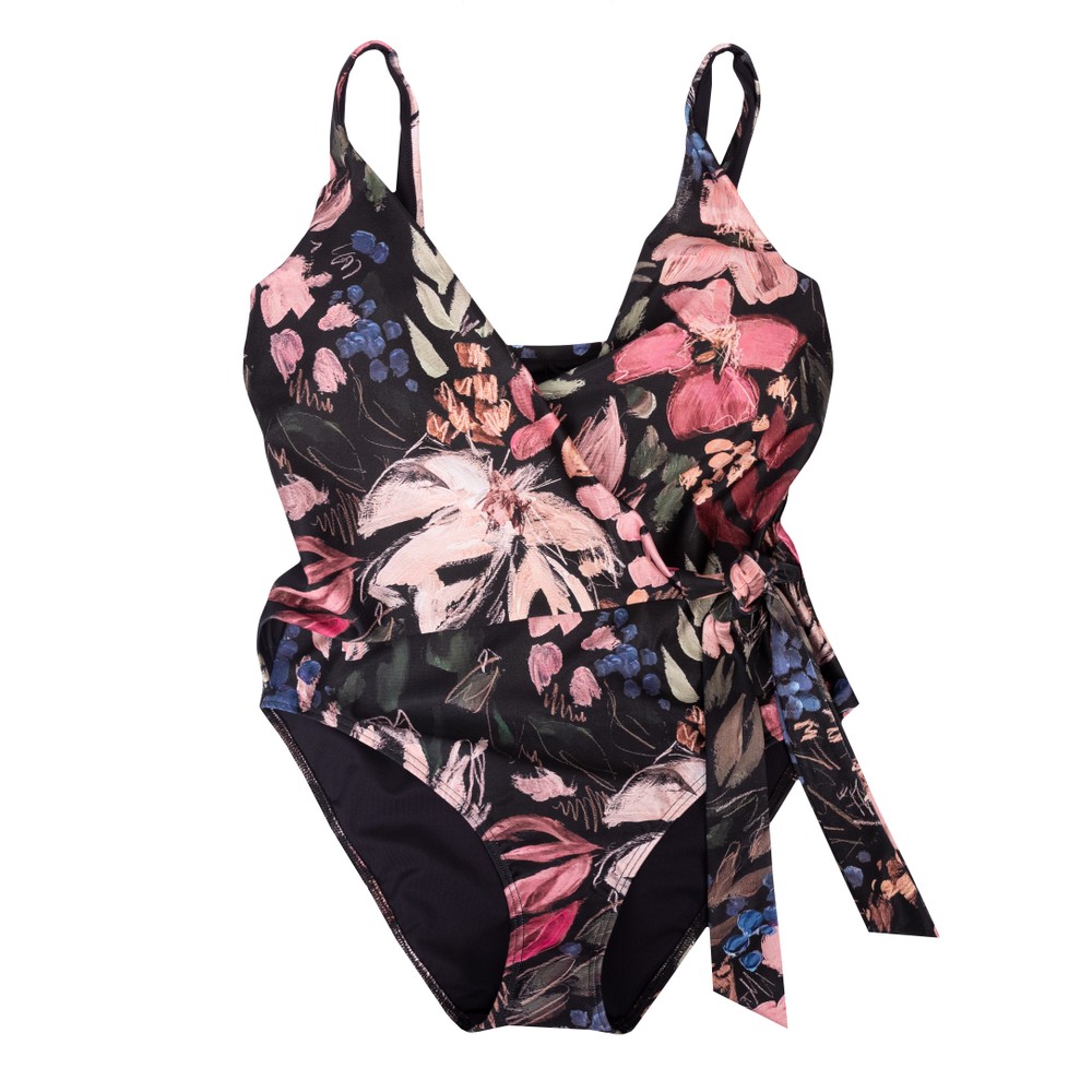 Wrap Swimsuit With Scallop Trim