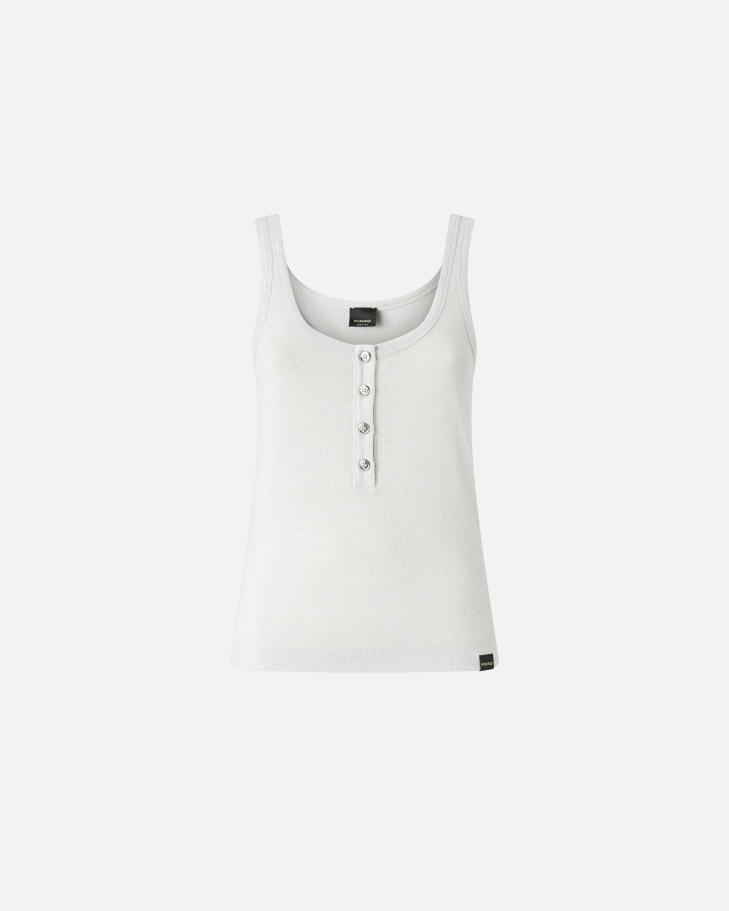 Pinko, Débardeur en maille métallisée avec boutons, Argent-métallisé, XS