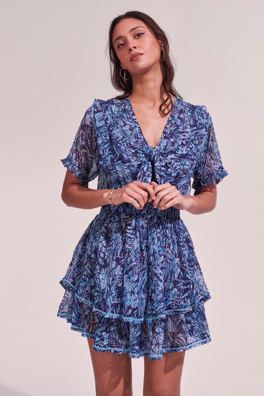 Mini Dress Alyson - Navy Tropical