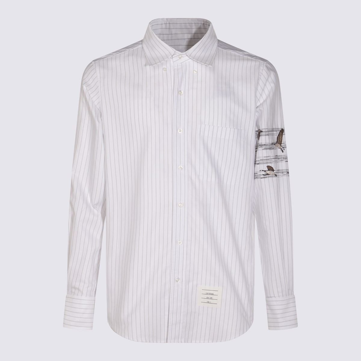 Thom Browne White And Grey Cotton Shirt