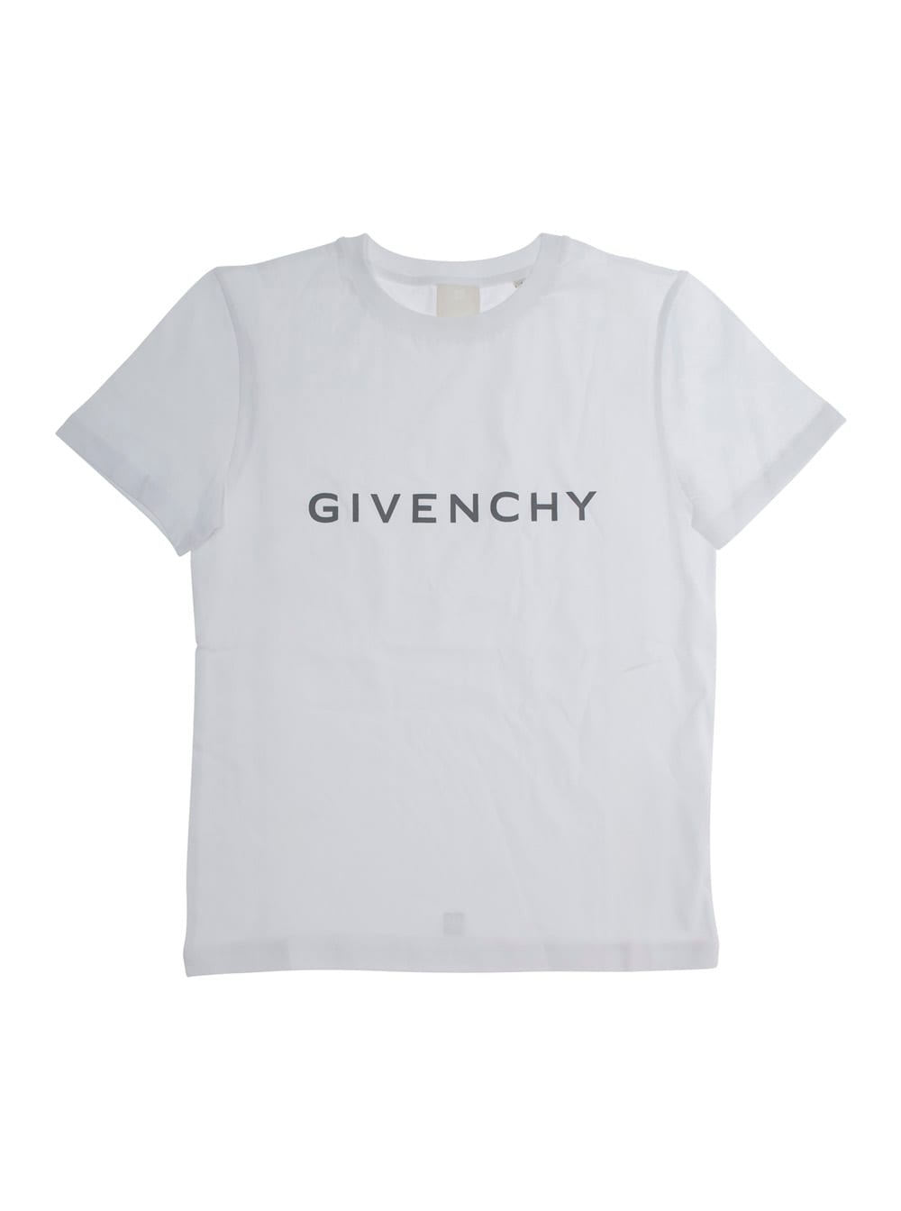 Givenchy White T-shirt With Logo Lettering On The Front In Cotton Boy