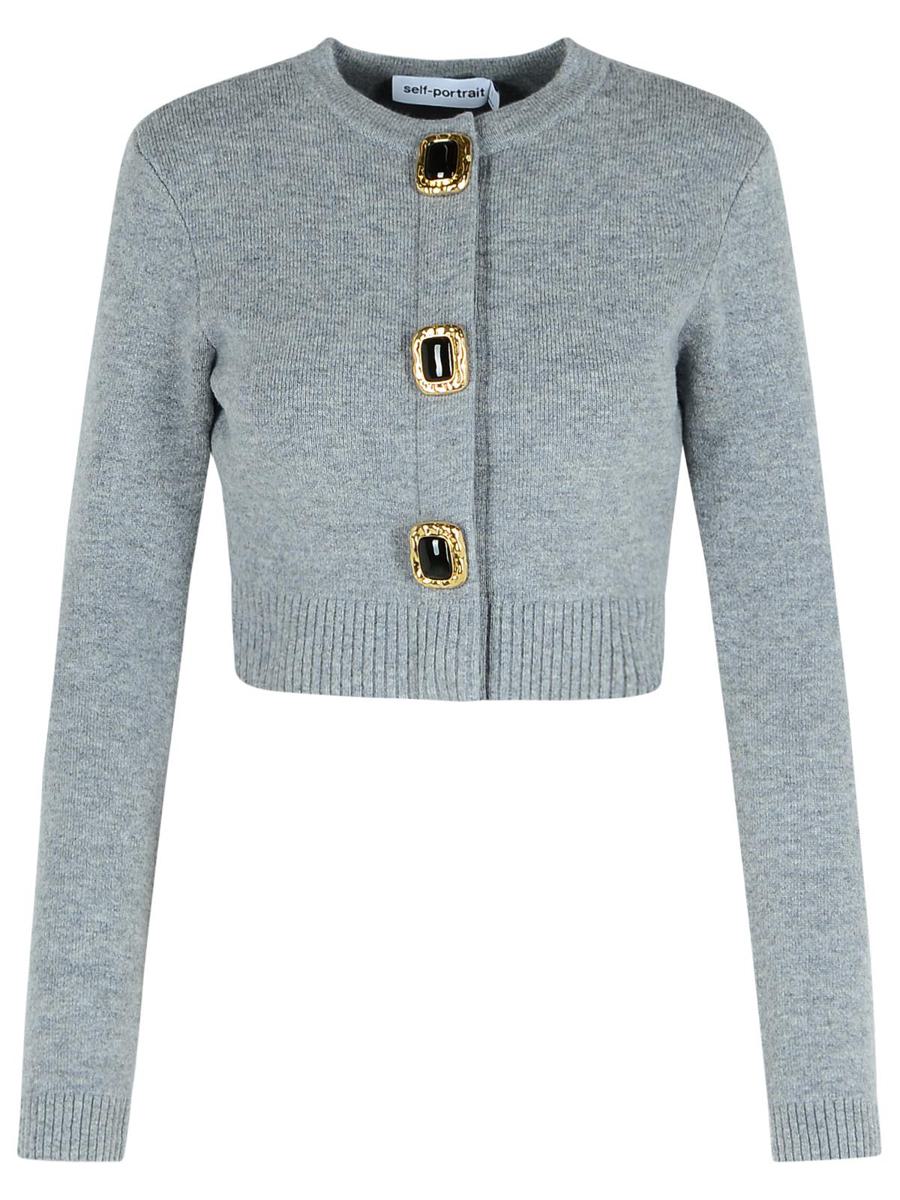 Self-Portrait Grey Wool Cardigan