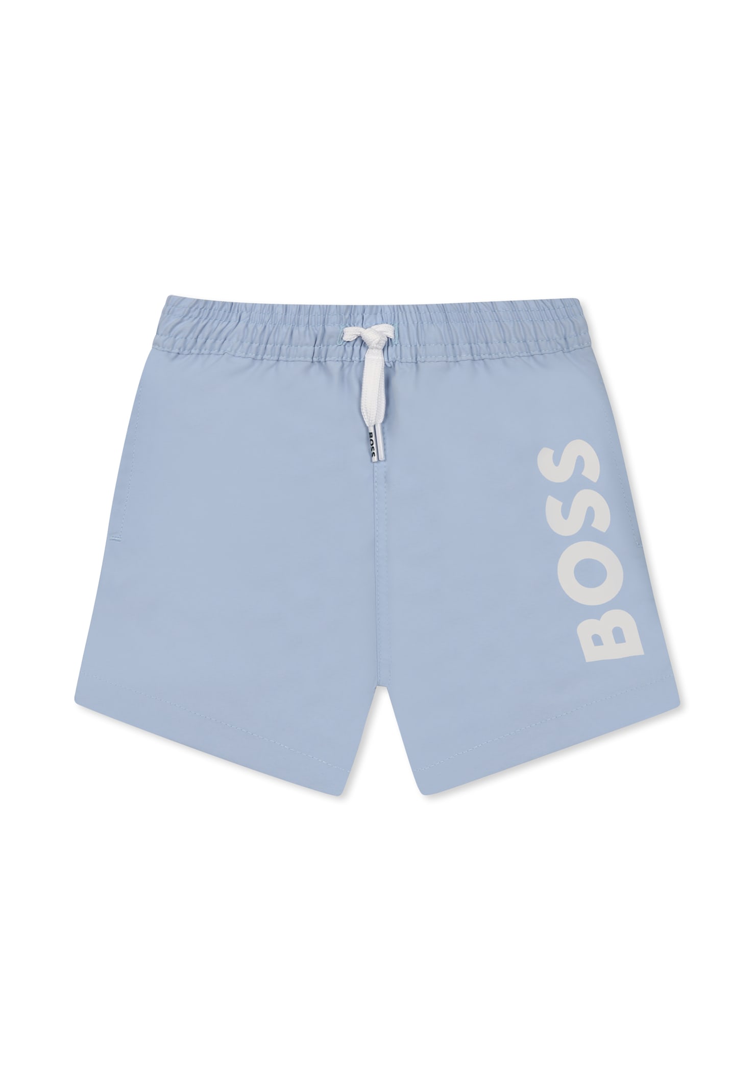 Hugo Boss Light Blue Swim Shorts For Baby Boy With Logo