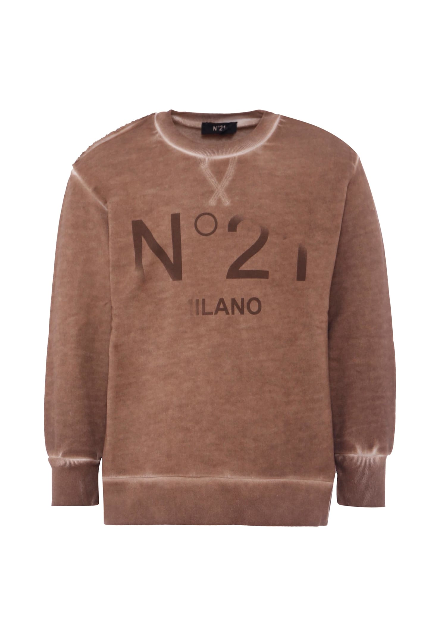 N.21 Brown Sweatshirt For Boy With Logo