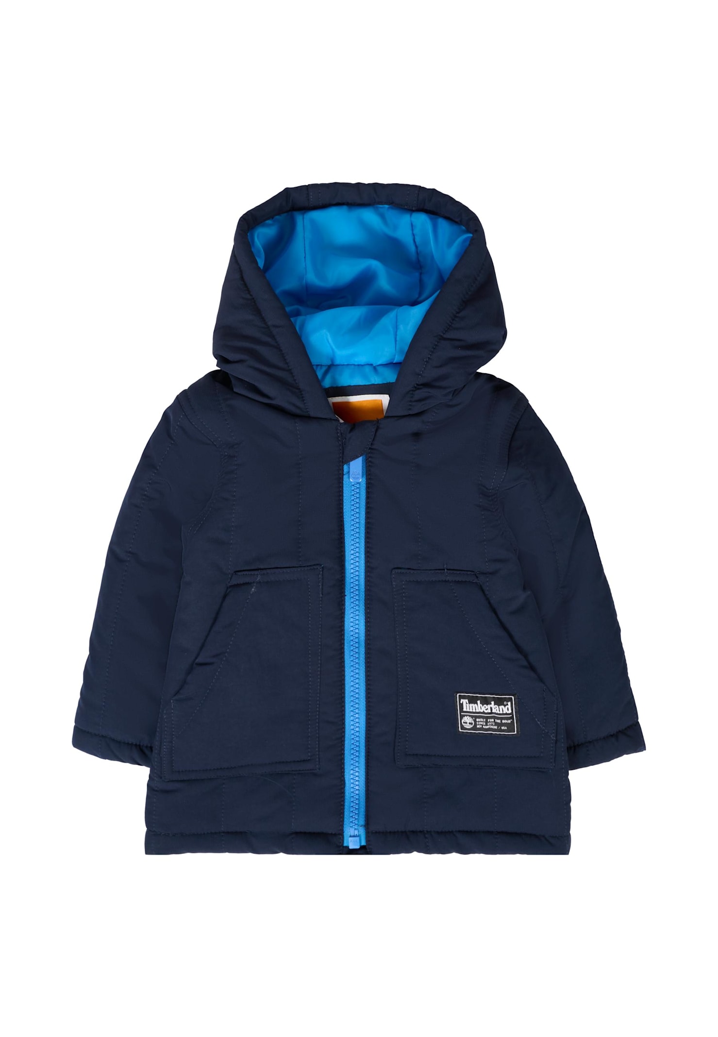 Timberland Blue Down Jacket For Baby Boy With Logo
