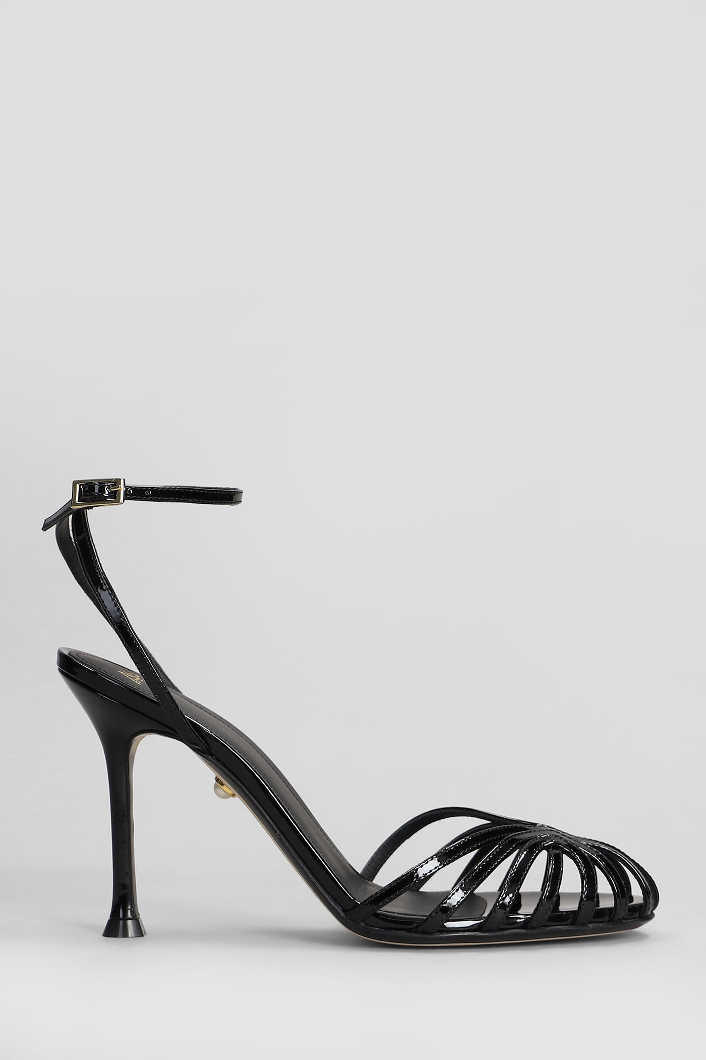 Alevì Ally 95 Sandals In Black Patent Leather