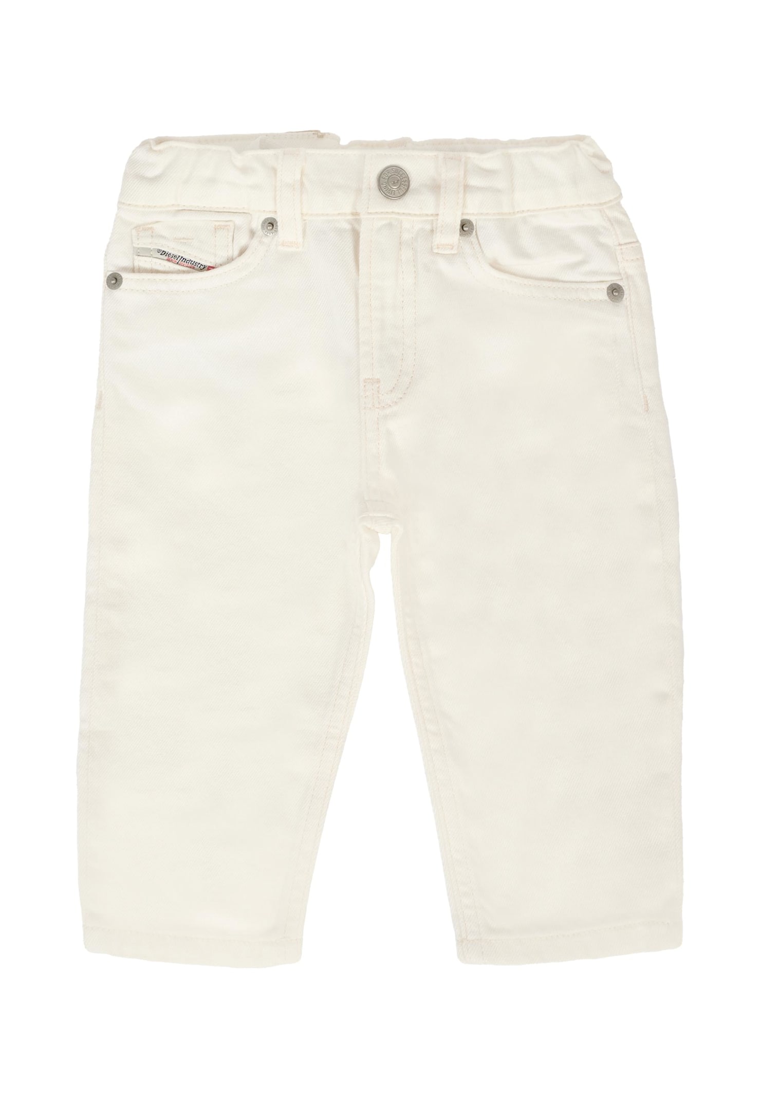Diesel White Trousers For Baby Boy With Logo
