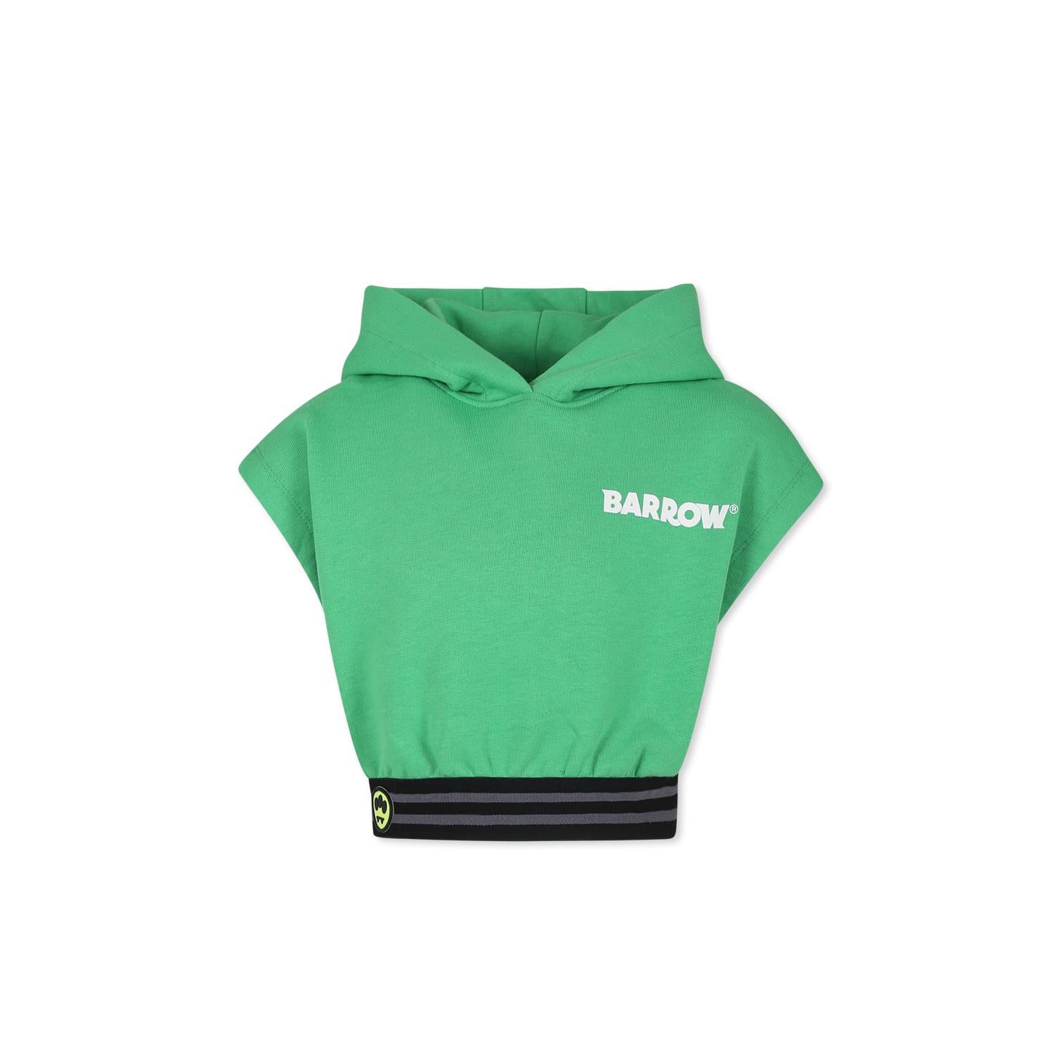 Barrow Green Crop Sweatshirt For Girl With Smiley