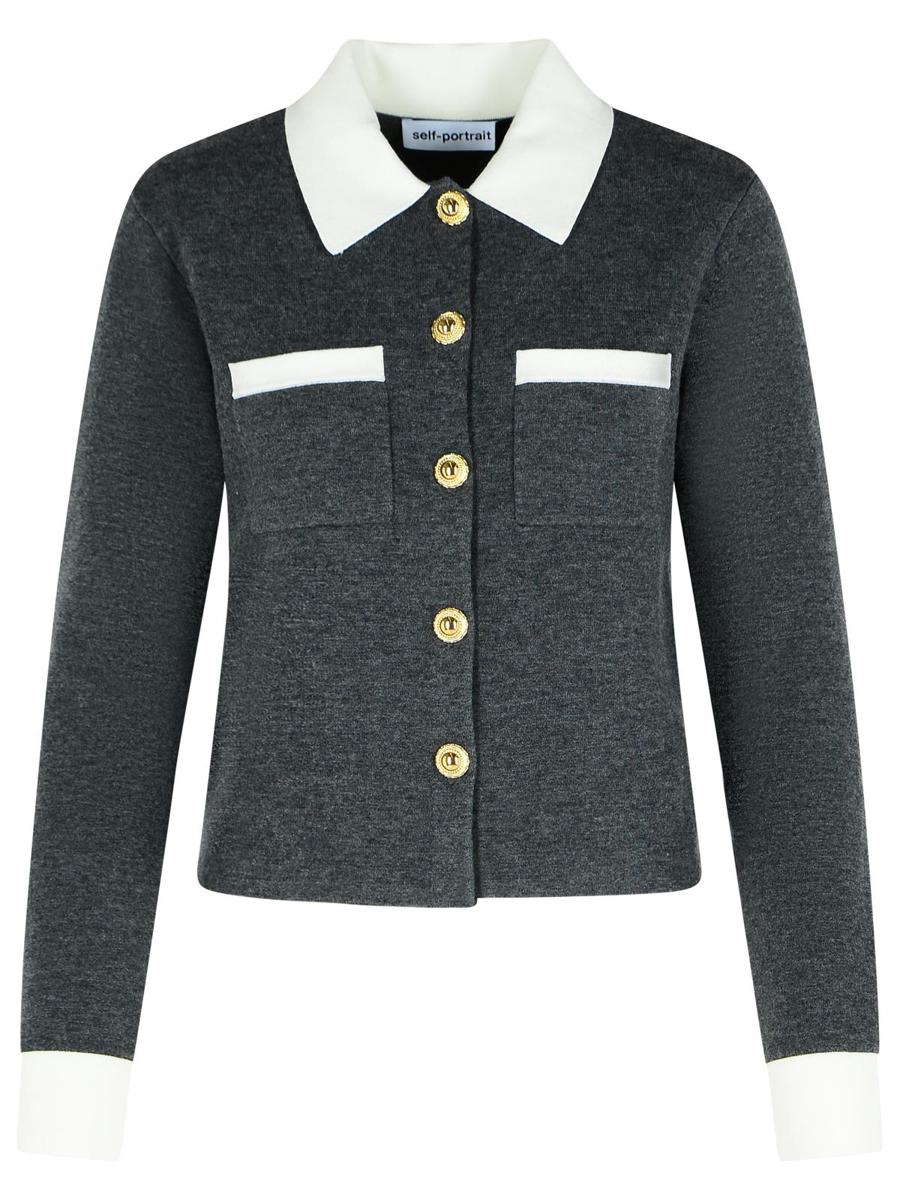 Self-Portrait Grey Wool Blend Sweater