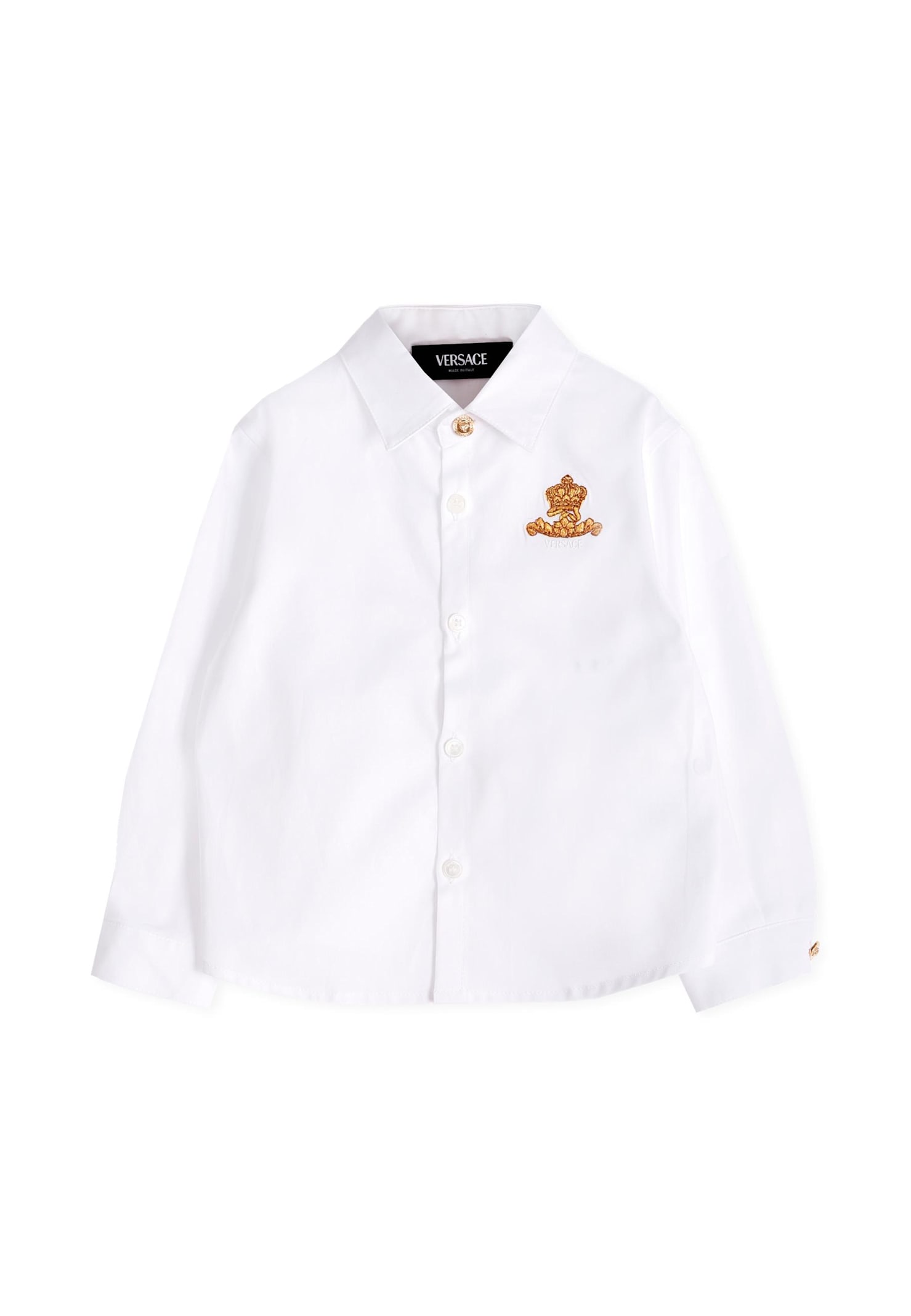 Versace White Embroideried Shirt For Baby Boy