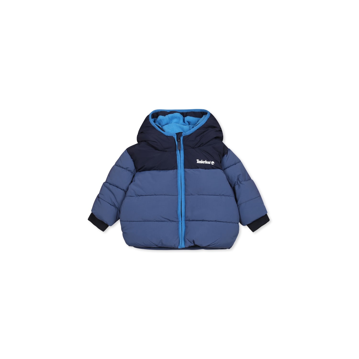 Timberland Blue Down Jacket For Baby Boy With Logo