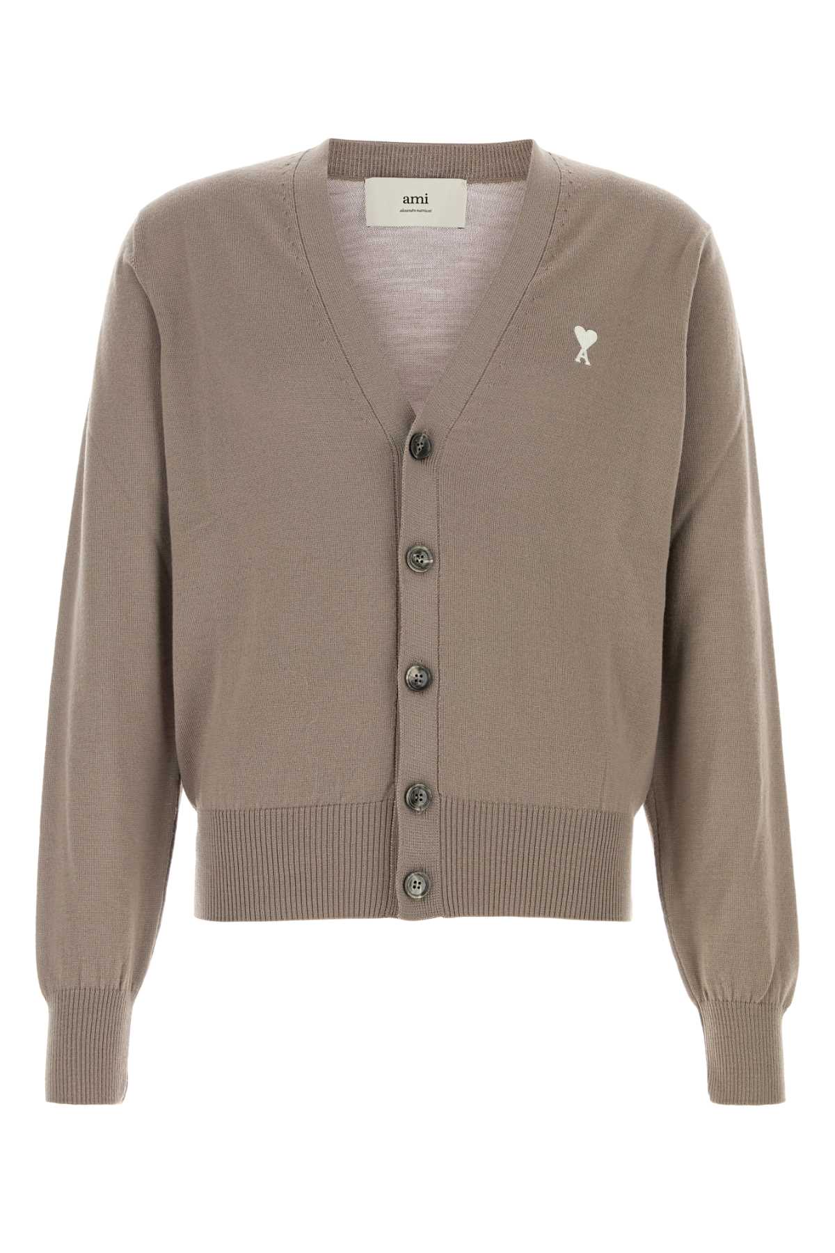 Ami Alexandre Mattiussi Dove Grey Wool Cardigan