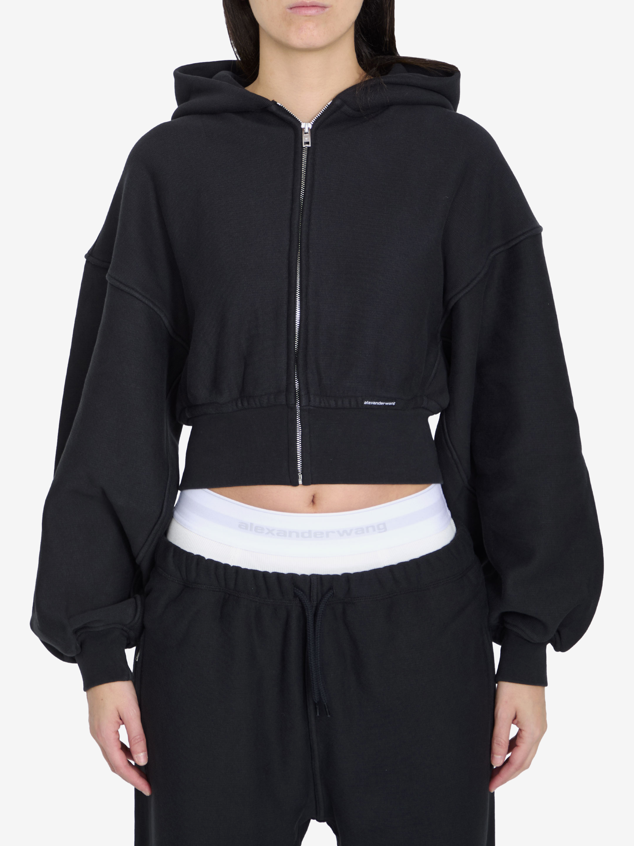 Cropped hoodie in cotton
