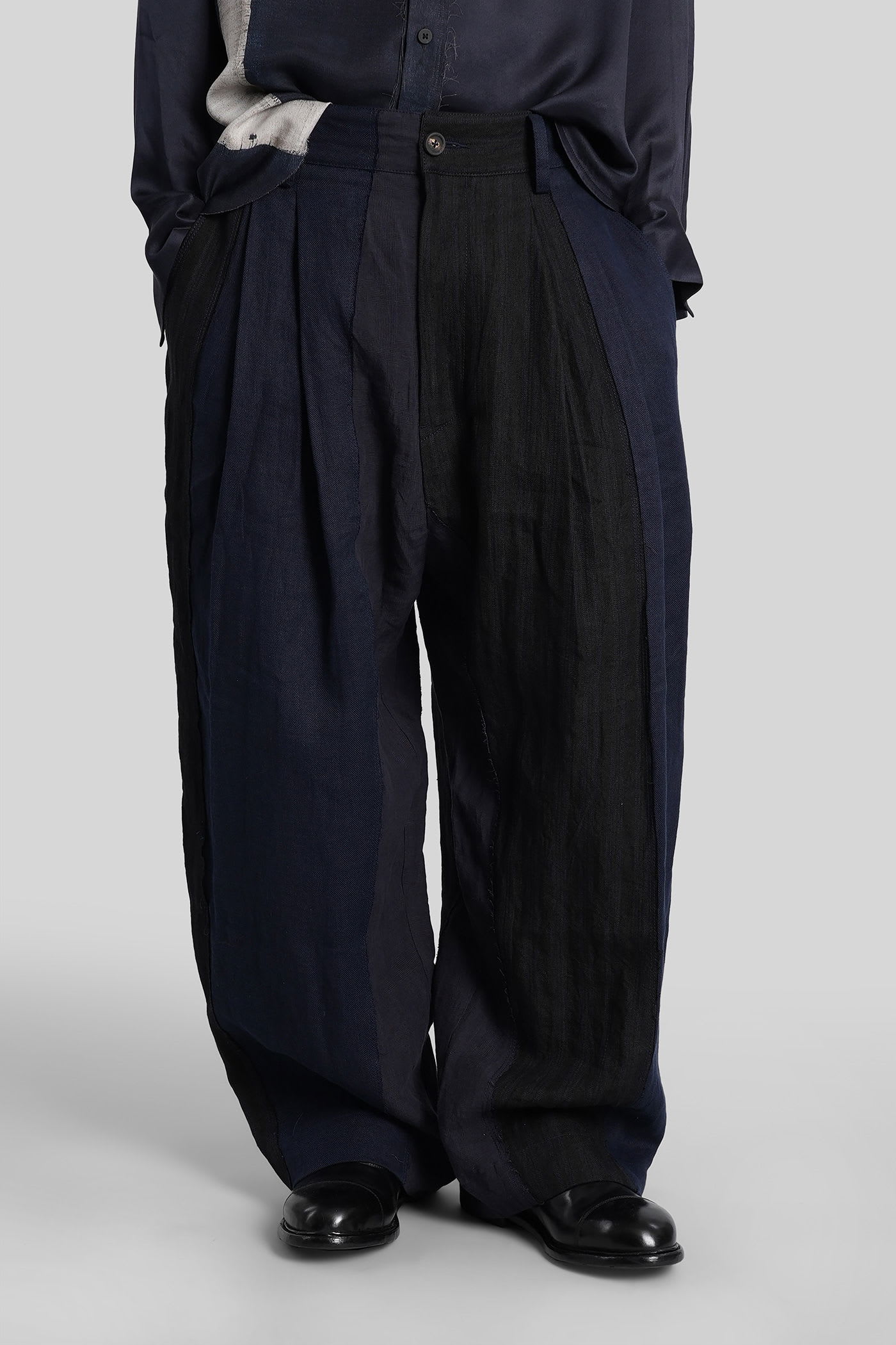 Ziggy Chen Pants In Blue Linen
