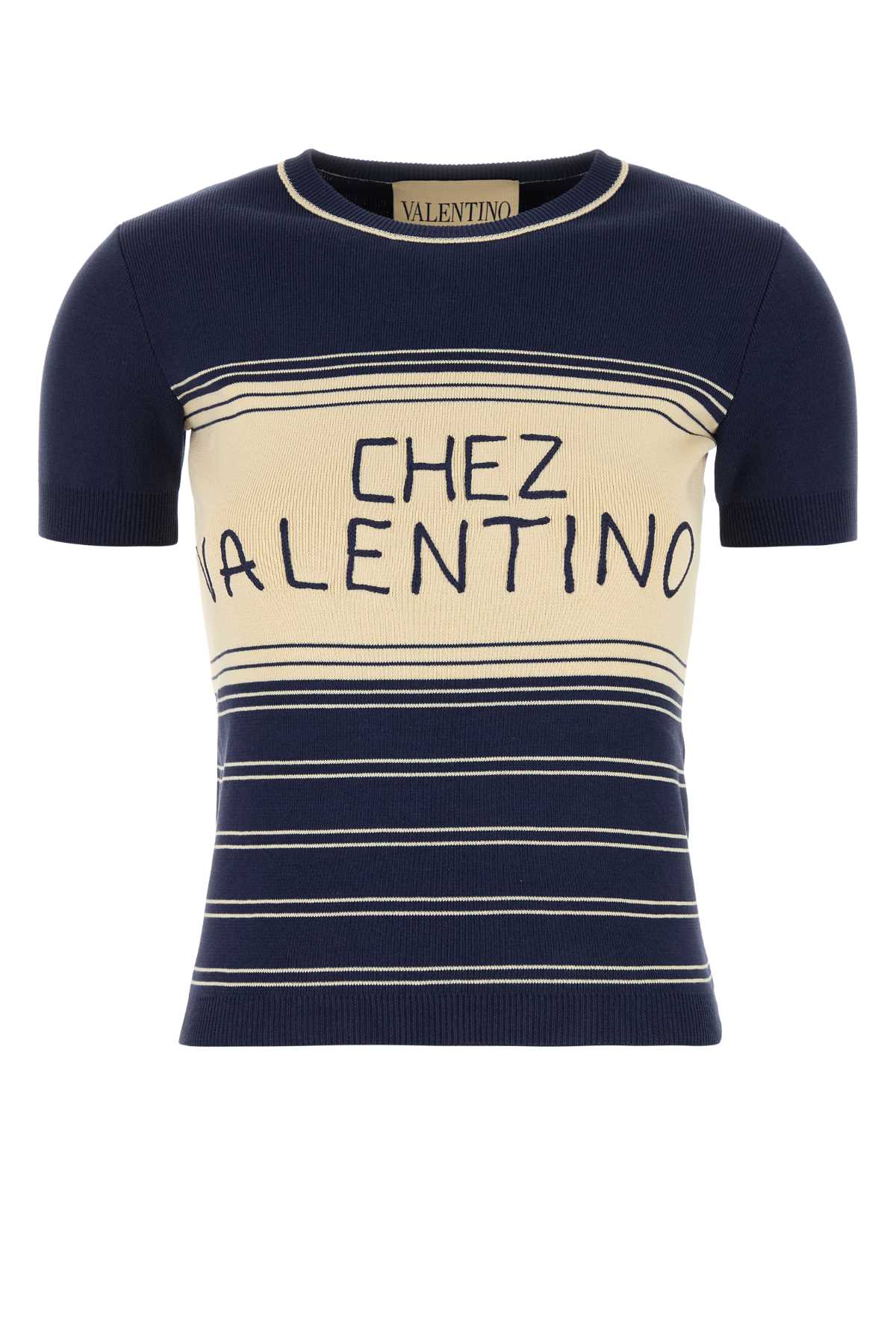 Valentino Garavani Navy Blue Cotton Sweater