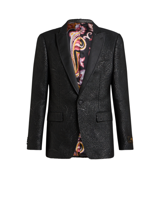 Etro, Blazer Droit Ondulé, Homme, Noir, Taille 50