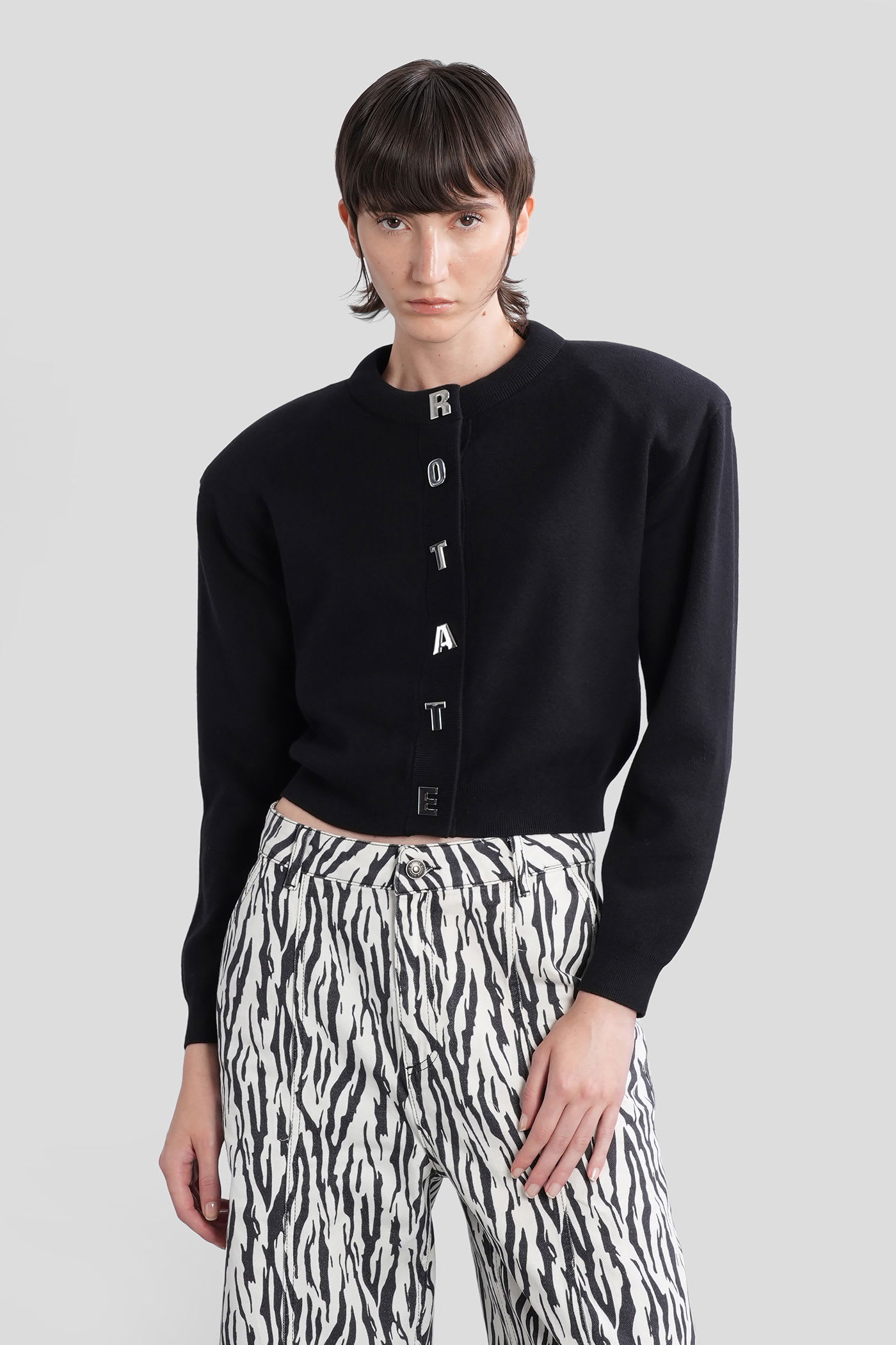 Rotate by Birger Christensen Cardigan In Black Cotton