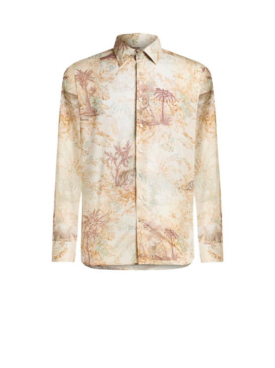 Etro, Chemise En Coton Avec Imprimé Safari, Homme, Beige, Taille 42
